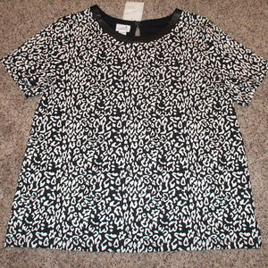 NEW Animal Print Textured Front Blouse Shirt Top